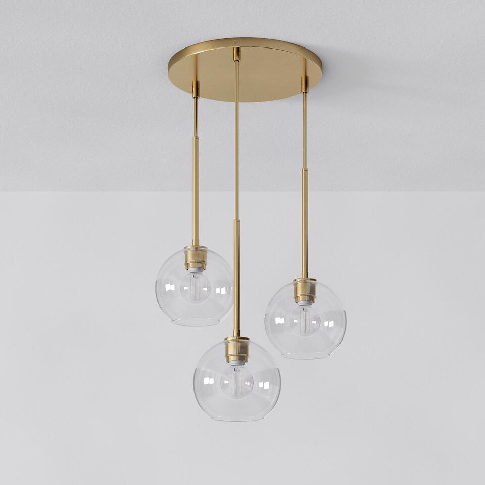Sculptural Glass 3Light Globe Chandelier (38 cm 53 cm) West Elm UK